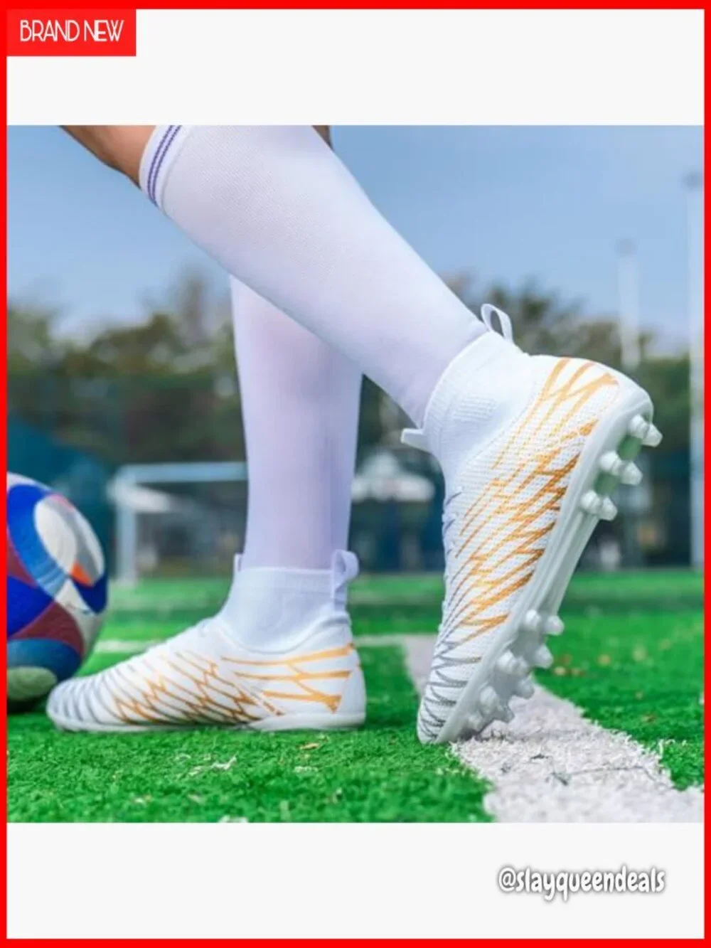 Lightweight Soccer Cleats with TPU Studs for Grass Turf Indoor Training